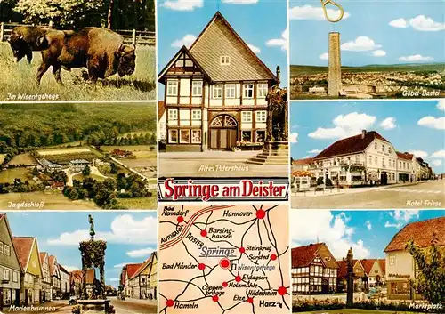 AK / Ansichtskarte 73924695 Springe_Deister Wisentgehege Jagdschloss Marienbrunnen Altes Petershaus Goebel Bastei Hotel Friese Marktplatz