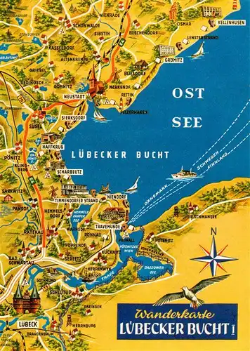 AK / Ansichtskarte 73924712 Luebeck Landkarte Luebecker Bucht Ostsee