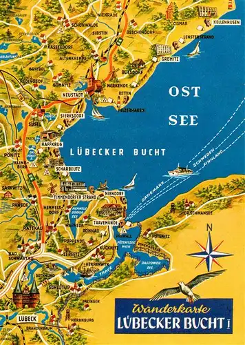 AK / Ansichtskarte  Luebeck Landkarte Luebecker Bucht Ostsee