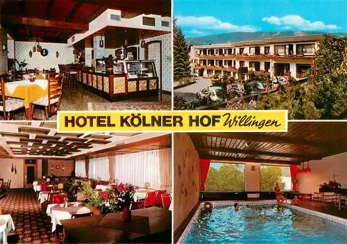 AK / Ansichtskarte 73924715 Willingen_Sauerland Hotel Koelner Hof Gastraeume Hallenbad