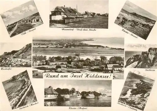 AK / Ansichtskarte 73924734 Insel_Hiddensee Vitte Neuendorf Kloster Strand Hochufer Steilkueste Panorama Hafen Enddorn