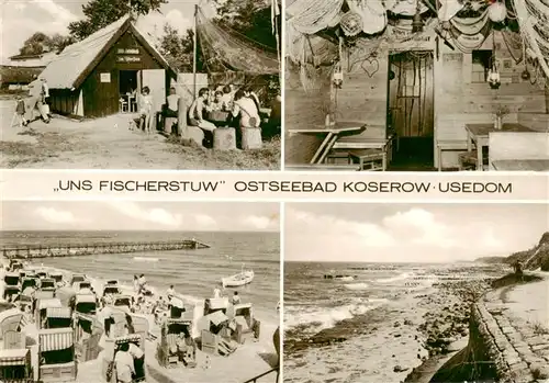 AK / Ansichtskarte 73924737 Koserow_Ostseebad_Usedom Uns Fischerstuw Stran Streckenbergmauer