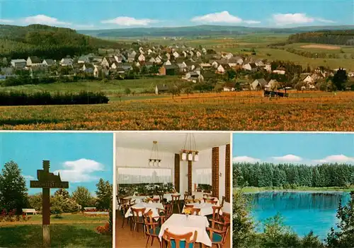 AK / Ansichtskarte 73924749 Freirachdorf Panorama Wegweiser Gaststaette Restaurant Golfblick Gondelteich