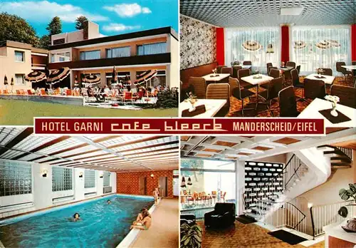 AK / Ansichtskarte  Manderscheid_Eifel Hotel Garni Cafe Bleeck Gastraeume Hallenbad Treppe