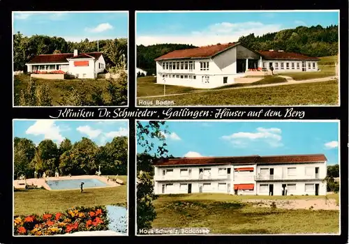 AK / Ansichtskarte  Gailingen_Singen_BW Kliniken Dr Schmieder Haus Baden Schwimmbad Haus Schweiz Bodensee