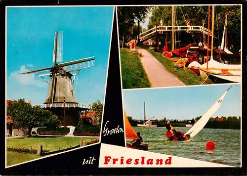 AK / Ansichtskarte 73924809 Friesland_Niederlande Windmuehle Segeln