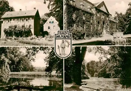 AK / Ansichtskarte  Bad_Muskau_Oberlausitz Gaestehaus zum Moorbad Partie am Eichsee