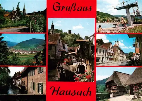 AK / Ansichtskarte 73924867 Hausach Orts und Teilansichten Schwimmbad Schwarzwaldhaus
