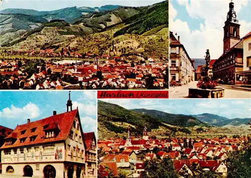 AK / Ansichtskarte 73924868 Haslach_Kinzigtal Fliegeraufnahme Dorfbrunnen Rathaus Panorama