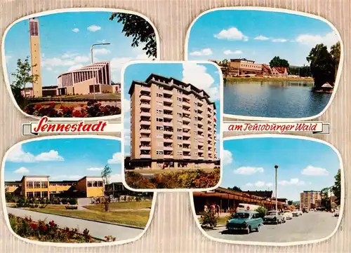 AK / Ansichtskarte  Sennestadt_Bielefeld Turm Hochhaus Schwanenteich Ortspartien