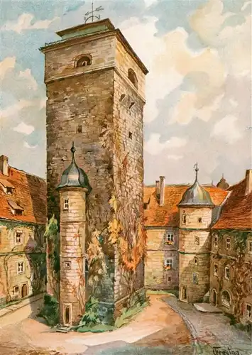 AK / Ansichtskarte 73924914 Kronach_Oberfranken Feste Rosenberg Festungsturm Aquarell C. Freytag Kuenstlerkarte