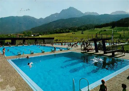 AK / Ansichtskarte 73924984 Aufham_Anger Panorama Schwimmbad mit Hochstaufen und Zwiesel 