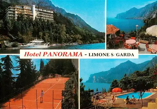 AK / Ansichtskarte  Limone_sul_Garda_IT Hotel Panorama Terrasse Tennisplatz Pool