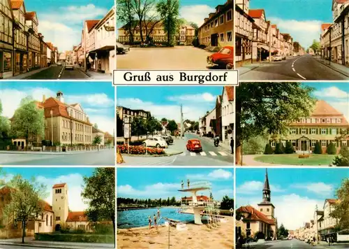 AK / Ansichtskarte  Burgdorf_Hannover Orts und Teilansichten Kirche Schwimmbad