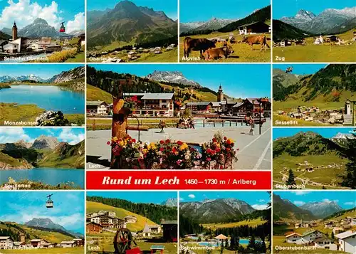 AK / Ansichtskarte  Lech_Vorarlberg Seilbachn Oberlech Alpvieh Zug Monzabonsee Spillersee Schwimmbad Ortspartie Zug Sessellift Stubenbach Oberstubenbach