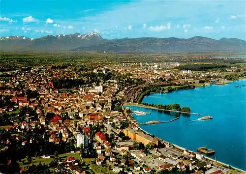 AK / Ansichtskarte  Bregenz_Vorarlberg_Bodensee Fliegeraufnahme mit Schweizer Bergen