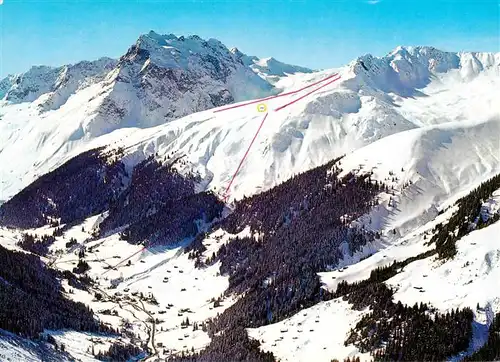 AK / Ansichtskarte  Gargellen_Montafon_Vorarlberg_AT Fliegeraufnahme mit Skigebiet Schafberg