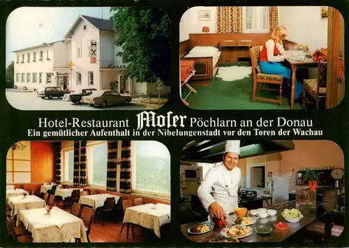 AK / Ansichtskarte 73925115 Poechlarn Hotel Restaurant Moser Gastraum Kueche Zimmer