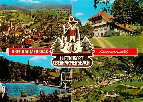 AK / Ansichtskarte 73925138 Oberharmersbach Fliegeraufnahmen Schwarzwaldhaus Schwimmbad