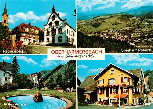 AK / Ansichtskarte  Oberharmersbach Rathausplatz In den Anlagen Fliegeraufnahme Haus Eppinger