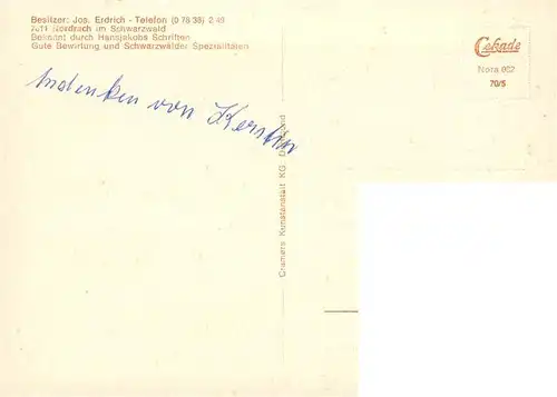 AK / Ansichtskarte  Nordrach Gasthaus Zum Vogt auf Muehlstein Gastraeume