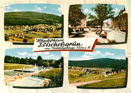 AK / Ansichtskarte 73925148 Bischofsgruen Panorama Dorfbrunnen Schwimmbad