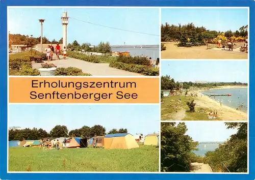 AK / Ansichtskarte 73925165 Senftenberger_See_Niederlausitz Grosskoschen Strand Niemtsch Campingplatz Sportanlage Strand Seeblick