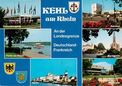 AK / Ansichtskarte 73925200 Kehl__Rhein Grenzuebergang Partie am Rhein Bahnhof Marktplatz Hafen Stadthalle