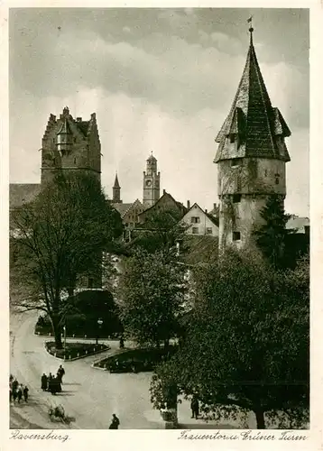 AK / Ansichtskarte 73925264 Ravensburg__Wuerttemberg Frauentor und Gruener Turm