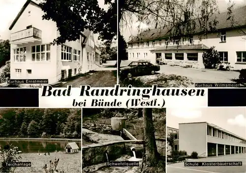 AK / Ansichtskarte 73925265 Bad_Randringhausen_Buende Kurhaeuser Ernstmeier und Wilmsmeier Teichanlage Schwefelquelle Schule Klosterbauerschaft