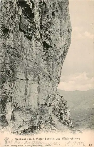 AK / Ansichtskarte  Wildkirchli_Weissbad_IR Denkmal von Victor Scheffel und Wildkirchliweg