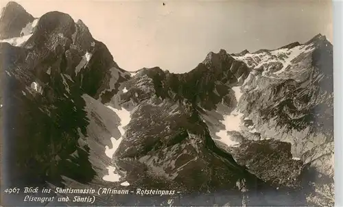AK / Ansichtskarte  Saentis_2504m_AR Saentismassiv mit Altmann Rotsteinpass und Lisengrat