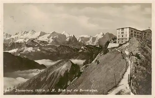 AK / Ansichtskarte  Stanserhorn_1898m_NW Hotel mit Berner Alpen
