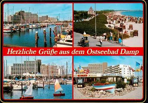 AK / Ansichtskarte 73925343 Damp_Ostseebad Bootshafen Strandpartie Ortsansicht