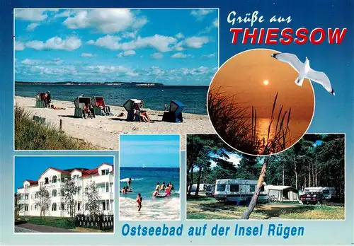 AK / Ansichtskarte  Thiessow_Ostseebad_Ruegen Strandpartie Hotel Badespass Camping