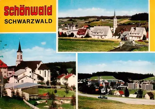 AK / Ansichtskarte  Schoenwald_Schwarzwald Ortspartien mit Kirchen Panorama