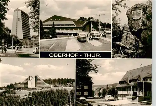 AK / Ansichtskarte 73925385 Oberhof__Thueringen FDGB Erholungsheim Rennsteig HOG Oberer Hof Rehgruppe am Dr Kuelz Platz Interhotel Panorama FDGB Erholungsheim Solidaritaet