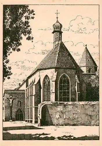 AK / Ansichtskarte  Ladenburg St Sebastianskapelle Zeichnung AD 1474