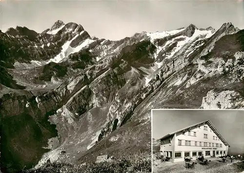 AK / Ansichtskarte  Ebenalp_1641m_AI Berggasthaus Blick auf Meglisalp Altmann Rotsteinpass Lisengrat Saentis Appenzeller Alpen