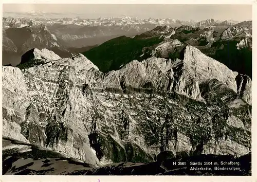 AK / Ansichtskarte  Saentis_2504m_AR Alpenpanorama Schafberg Alvierkette Buendneralpen