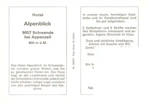 AK / Ansichtskarte  Schwende_IR Hotel Alpenblick Restaurant