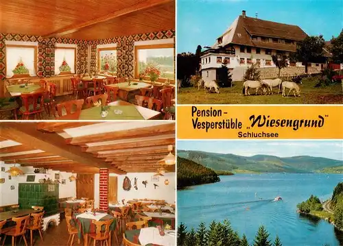 AK / Ansichtskarte 73925479 Schluchsee Pension Vesperstueble Wiesengrund Gastraum Panorama Schluchsee Feldberggebiet