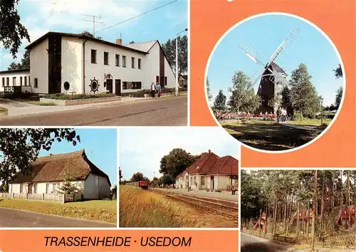 AK / Ansichtskarte 73925532 Trassenheide_Usedom Gaststaette Seeklause Muehle Jugenderholungszentrum Fischerhaus Finnhuetten