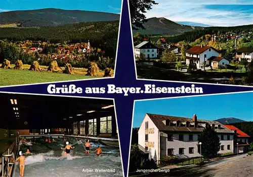 AK / Ansichtskarte  Bayerisch_Eisenstein Panorama Jugendherberge Arber Wellenbad Hallenbad