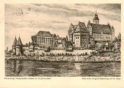 AK / Ansichtskarte  Marienburg___Westpreussen_Malbork_PL Kuenstlerkarte Nach Original-Radierung von W. Hoya