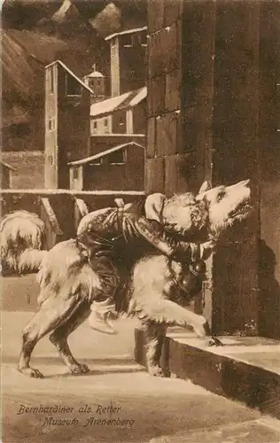 AK / Ansichtskarte  Bernhardiner_Hund_Dog_Chien Museum Arenenberg Bernhardiner als Retter J. Walser 