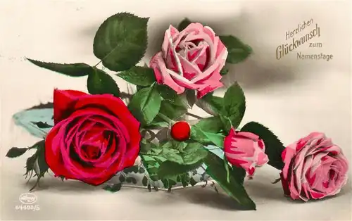 AK / Ansichtskarte  Foto_Amag_Nr. Nr. 64498/5 Glueckwunsch zum Namentag Rosen