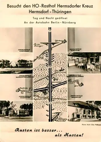 AK / Ansichtskarte 73925759 Hermsdorfer_Kreuz_Autobahn_Schleifreisen HO Rasthof Hermsdorfer Kreuz Details