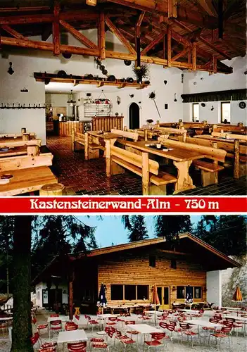 AK / Ansichtskarte 73925802 Bischofswiesen_Berchtesgaden Kastensteinerwand Alm Gastraum Terrasse