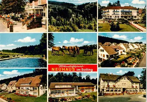AK / Ansichtskarte 73925820 Neuhaus_Solling Hotel Freibad Pferdekoppel Panorama Teilansichten